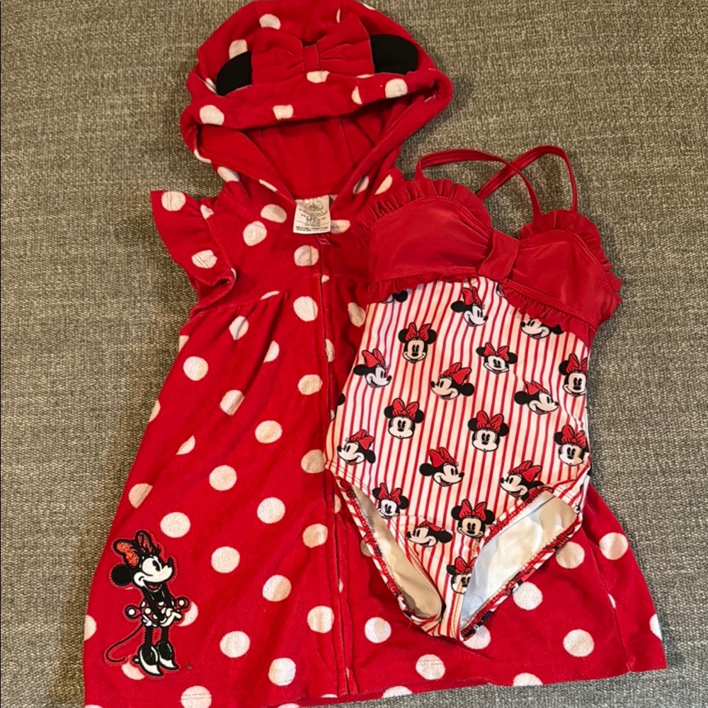 Disney Red and White Polka Dot Hooded Outfit